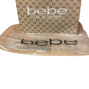Bebe White Monogram Tote tatulla jacquard 14 x 11”